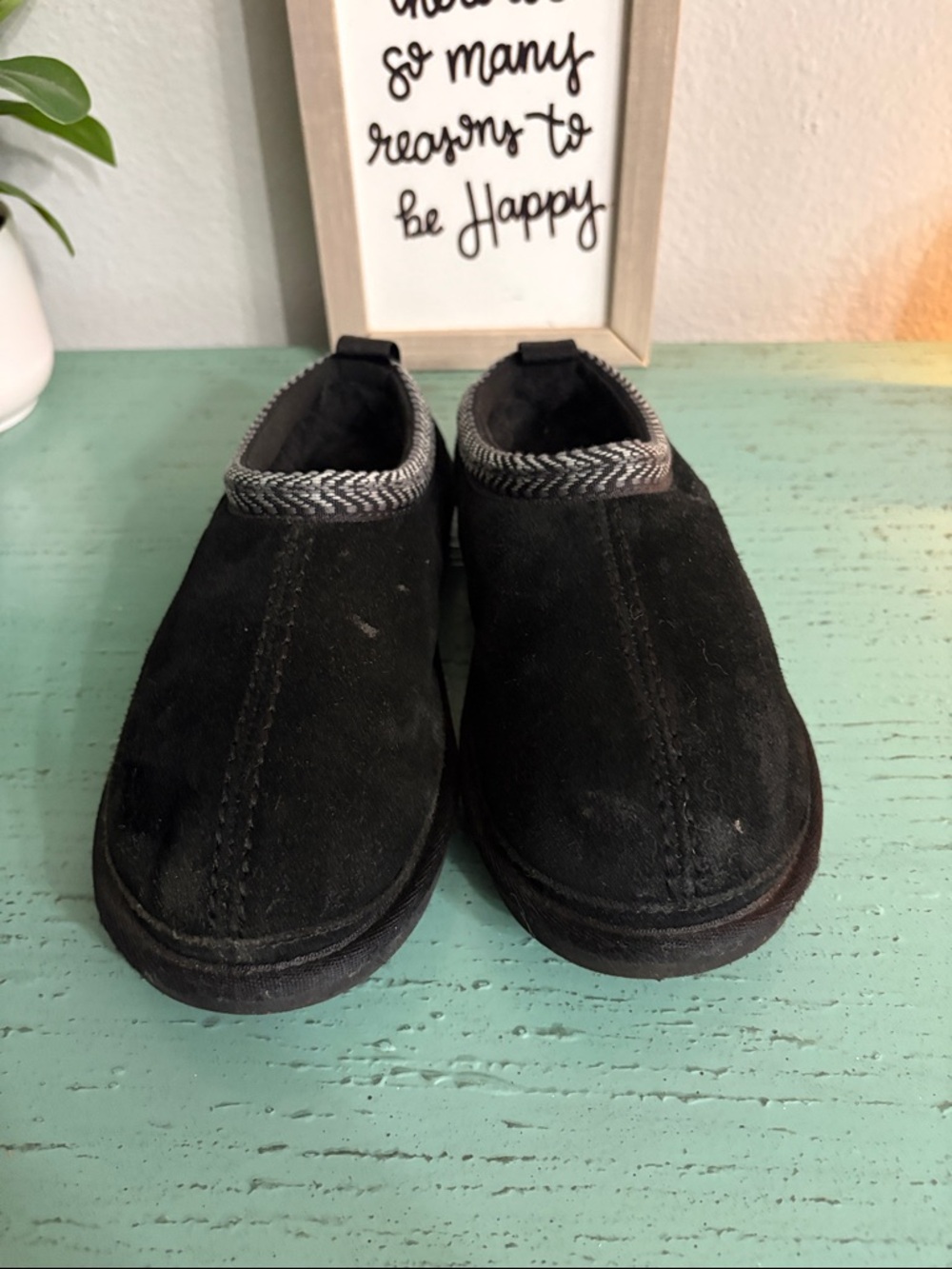 Kids Black Slip-On Suede Casual Shoes